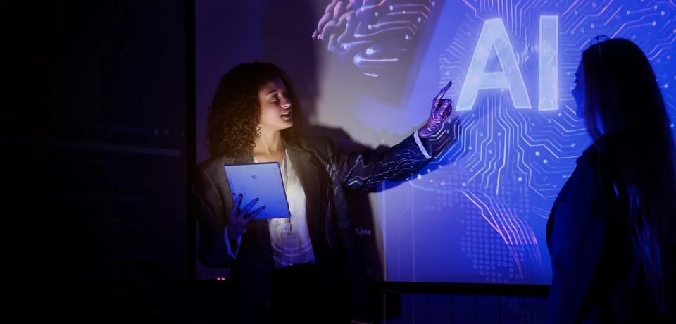 Ai using. Business team using technology artificial intelligence with Ai as.. Stock Photos