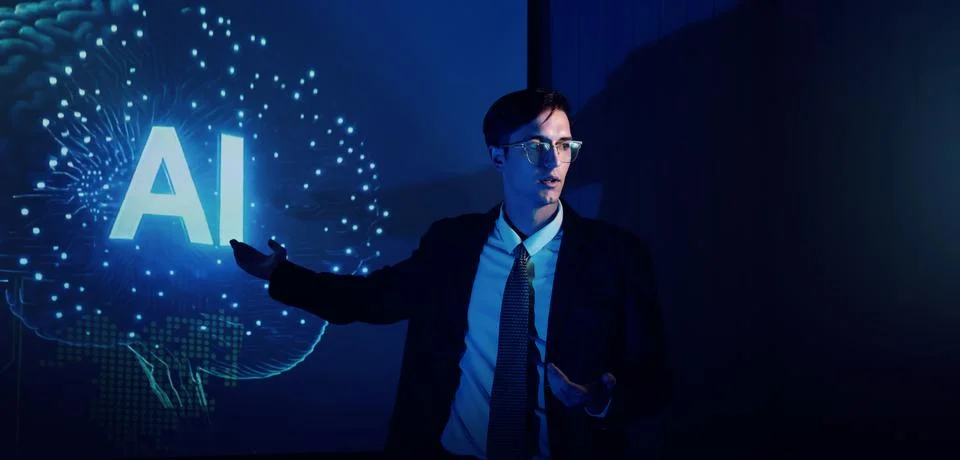 Ai using. Business team using technology artificial intelligence with Ai as.. Foto stock