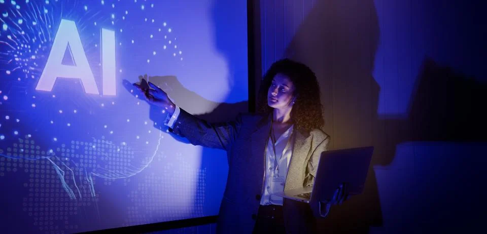 Ai using. Business team using technology artificial intelligence with Ai as.. Stock Photos
