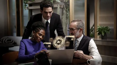 Ai using. Business team using AI assistant technology or artificial intelli.. Stock Photos