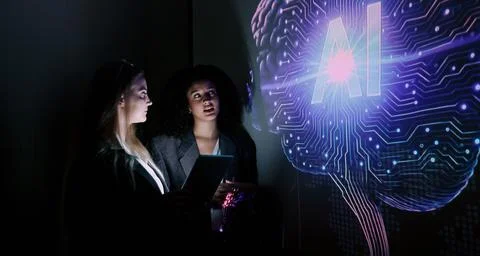 Ai using. Business team using artificial intelligence technology or Ai assi.. Stock Photos