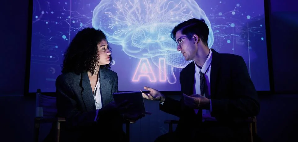 Ai using. Business team using artificial intelligence technology or Ai assi.. Stock Photos