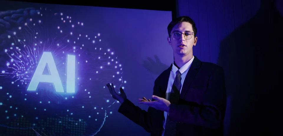 Ai using. Business team using artificial intelligence technology or Ai assi.. Stock Photos