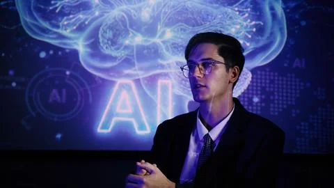 Ai using. Business team using artificial intelligence technology or Ai assi.. Stock Photos