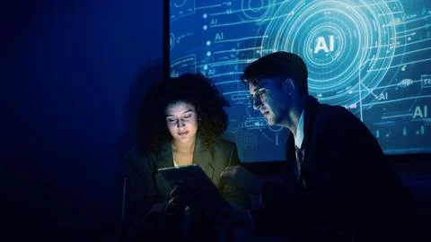 Ai using. Business team using technology artificial intelligence or Ai assi.. Stock Photos