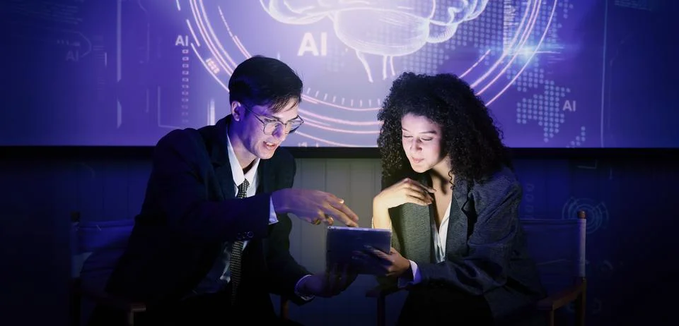 Ai using. Business team using technology artificial intelligence or Ai assi.. Stock Photos