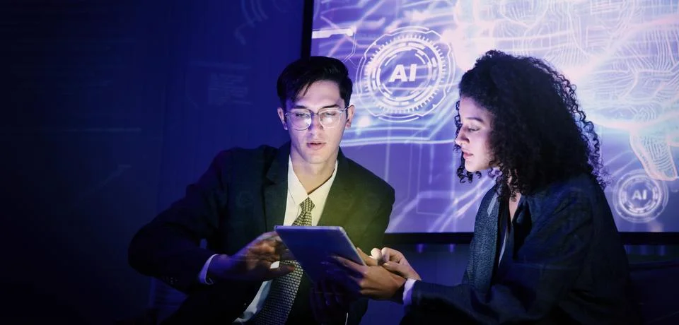 Ai using. Business team using technology artificial intelligence or Ai assi.. Foto stock