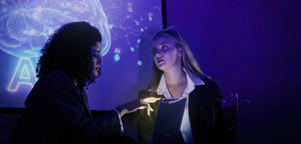 Ai using. Business team using technology artificial intelligence or Ai assi.. Stock Photos
