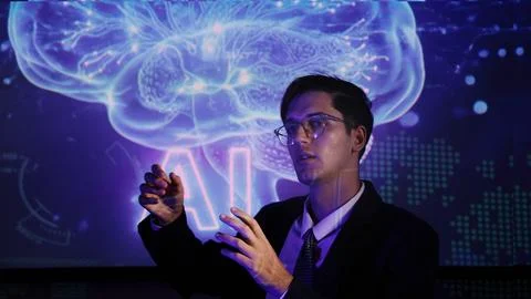 Ai using. Business team using technology artificial intelligence or Ai assi.. Foto stock