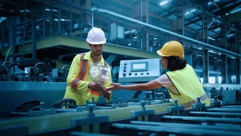 Ai using. Workers use AI technology to inspect industrial machinery. Photos