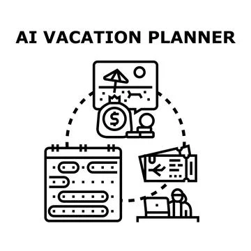 Ai vacation planner tool organizing travel itinerary イラスト素材