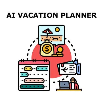 Ai vacation planner tool organizing travel itinerary イラスト素材
