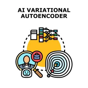 Ai variational autoencoder concept creating new data Illustrazione stock