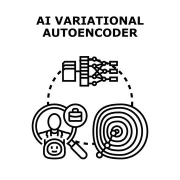 Ai variational autoencoder concept creating new data Stock Illustration