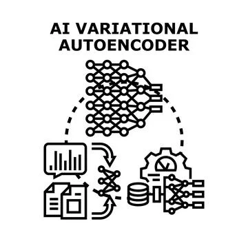 Ai variational autoencoder generating new artificial intelligence data Stock Illustration
