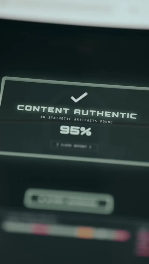 AI verification tool confirming integrity of digital content Stock Footage 333374966
