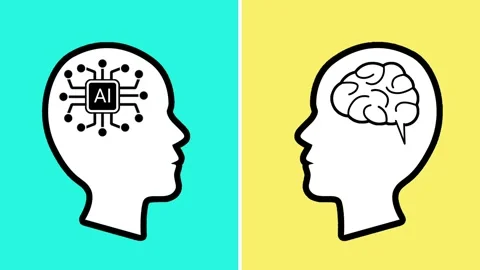 AI Versus Human Intelligence Flat Animation Stock Footage 336231783