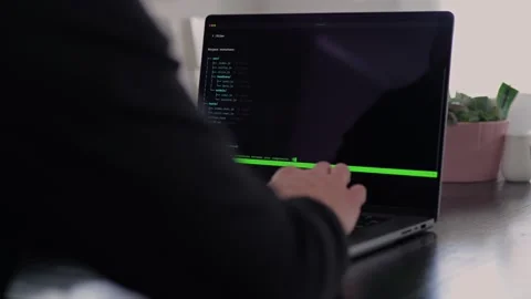 AI Vibe Coder Builds Billion Dollar Apps at Home Stock Footage 332567671
