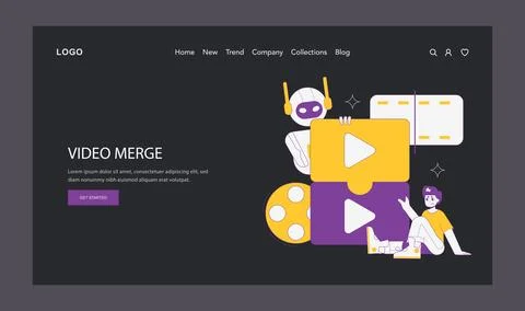 Ai for video creation. Flat Vector Illustration 스톡 일러스트