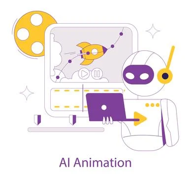 Ai for video creation Flat Vector Illustration Stock Illustration