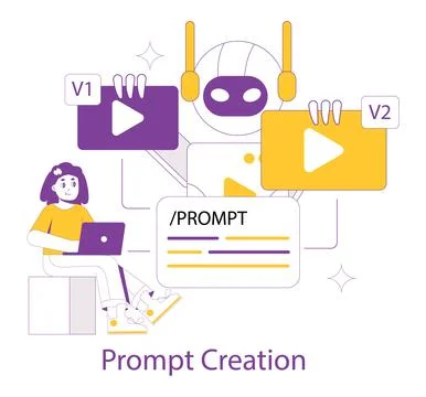 Ai for video creation. Flat Vector Illustration イラスト素材