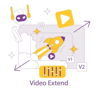 Ai for video creation. Flat Vector Illustration Stock Illustration