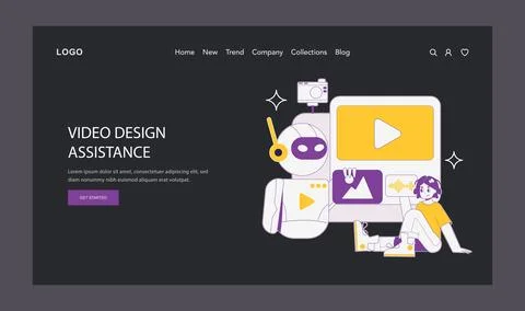 Ai for video creation. Flat Vector Illustration Stock Illustration