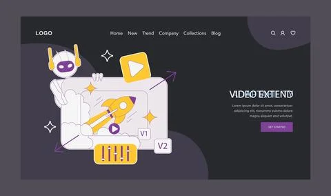 Ai for video creation2. Flat Vector Illustration Stock Illustration