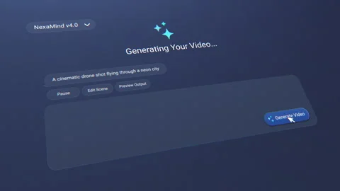 AI Video generation interface in action. User clicks the generate video button. Video stock 335960338