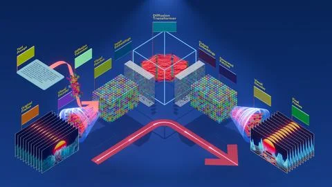 AI Video Generation Principle based on Diffusive Transformer: 3D Rendering of Stock Illustration