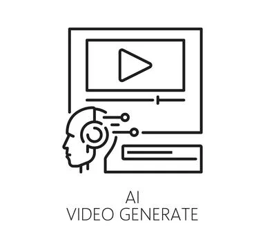 AI video generation technology icon 스톡 일러스트