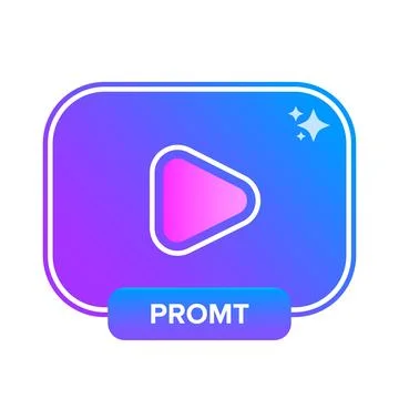 AI video generator icon with screen, play button isolated on white background Stock Illustration
