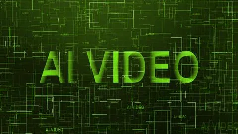 AI video text technology data line green color 스톡 일러스트