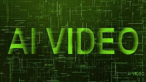 AI video text technology data line green Stock Illustration