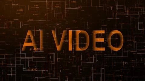 AI video text technology data line orange color Illustrazione stock