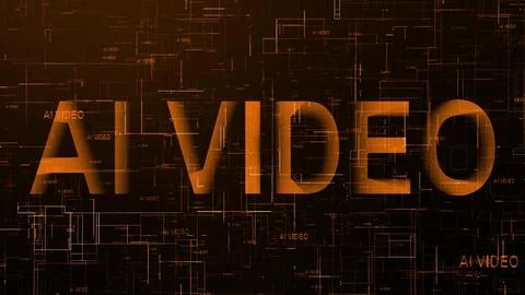 AI video text technology data line orange Stock Illustration