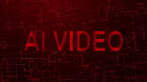 AI video text technology data line red color Stockillustratie