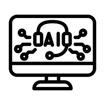 Ai virtual assistant and computing helpdesk icon Ilustración de archivo