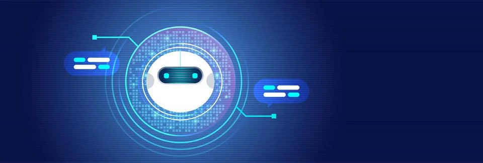 AI Virtual Assistant Chatbot with Digital Data Interface Stock Illustration