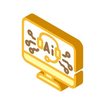 Ai virtual assistant headset and circuit board on monitor 스톡 일러스트