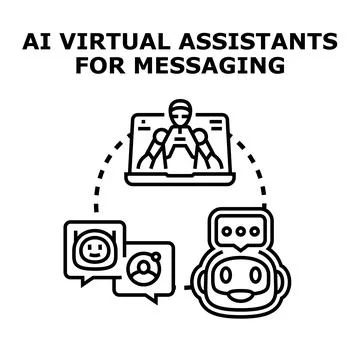 Ai virtual assistants optimizing messaging communication and support Stock Illustration