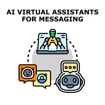 Ai virtual assistants optimizing messaging communication and support Stock-Illustration
