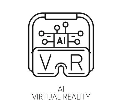 AI virtual reality technology glasses line icon Stock Illustration
