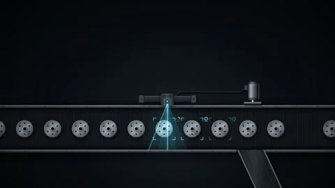 AI Vision Defect Inspection Conveyor Quality Control Seamless Loop Vídeo Stock 347071068