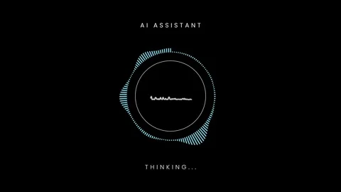 AI voice assistant orb with audio visualizer ring animation Stockbeeldmateriaal 347499772