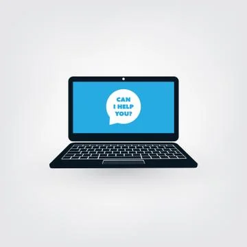 AI, Voice Assistant, Speech Driven Modern User Interface on Laptop Computer Illustrazione stock