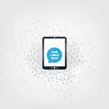 AI, Voice Assistant, Speech Driven Modern User Interface on Tablet PC Stock Illustration