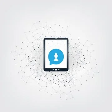 AI, Voice Assistant, Speech Driven Modern User Interface on Tablet PC Stock Illustration