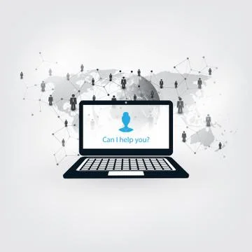  AI, Voice Assistant, Speech Driven Modern User Interface on Laptop Computer Illustrazione stock