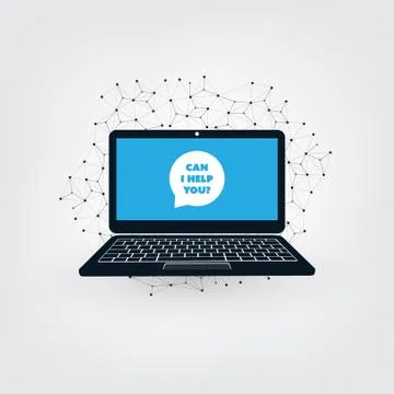 AI, Voice Assistant, Speech Driven Modern User Interface on Laptop Computer Stock Illustration